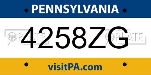 4258ZG Pennsylvania License Plate