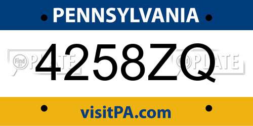 4258ZQ Pennsylvania License Plate