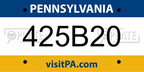 425B20 Pennsylvania License Plate