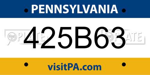 425B63 Pennsylvania License Plate
