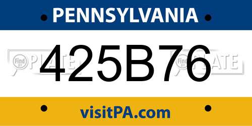 425B76 Pennsylvania License Plate