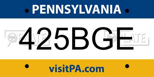 425BGE Pennsylvania License Plate