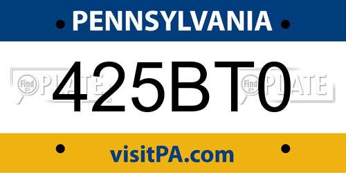 425BT0 Pennsylvania License Plate