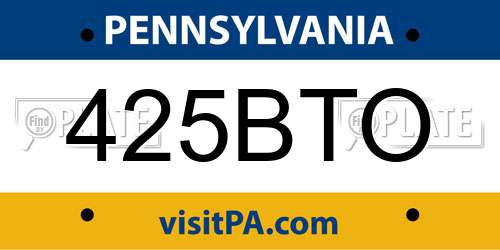 425BTO Pennsylvania License Plate