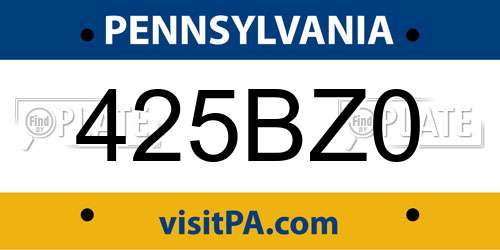 425BZ0 Pennsylvania License Plate