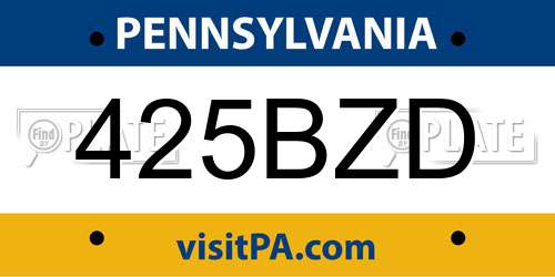 425BZD Pennsylvania License Plate