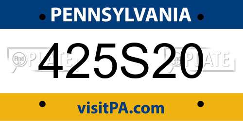 425S20 Pennsylvania License Plate