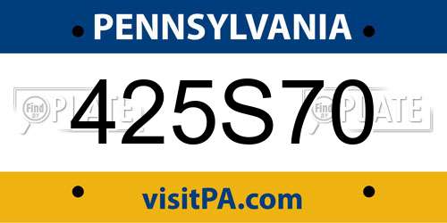 425S70 Pennsylvania License Plate