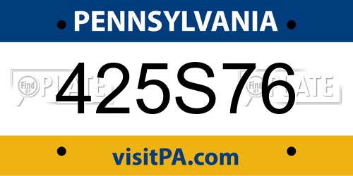 425S76 Pennsylvania License Plate