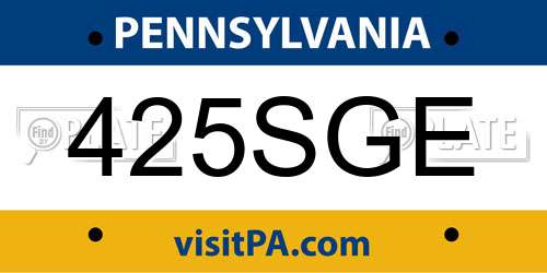 425SGE Pennsylvania License Plate