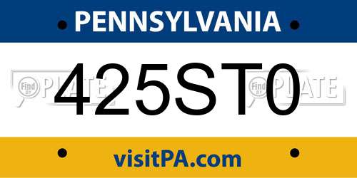 425ST0 Pennsylvania License Plate