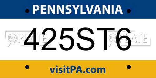 425ST6 Pennsylvania License Plate