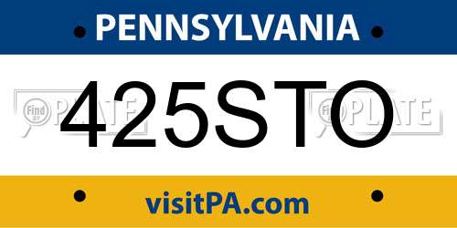 425STO Pennsylvania License Plate