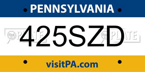 425SZD Pennsylvania License Plate