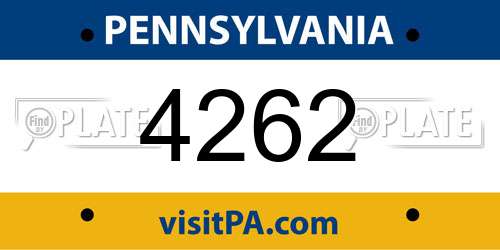4262 Pennsylvania License Plate