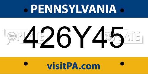426Y45 Pennsylvania License Plate