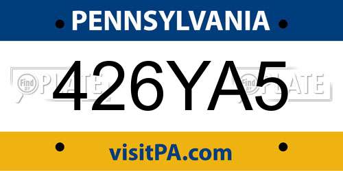 426YA5 Pennsylvania License Plate