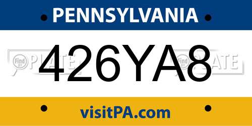 426YA8 Pennsylvania License Plate