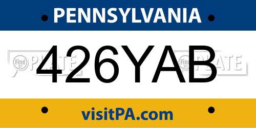 426YAB Pennsylvania License Plate