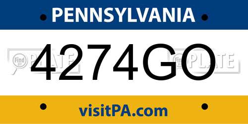 4274GO Pennsylvania License Plate