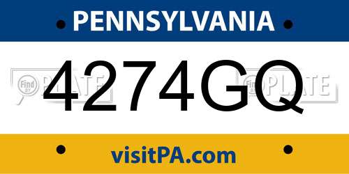 4274GQ Pennsylvania License Plate