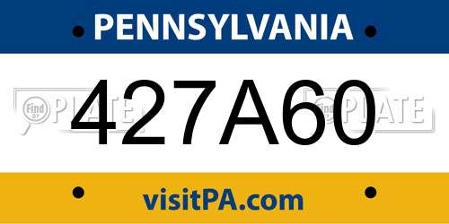 427A60 Pennsylvania License Plate