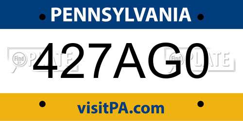 427AG0 Pennsylvania License Plate