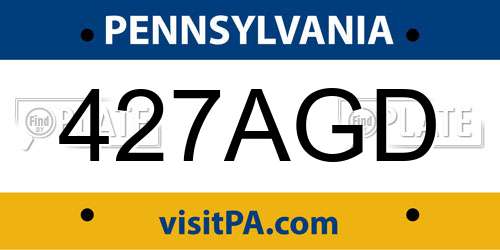 427AGD Pennsylvania License Plate