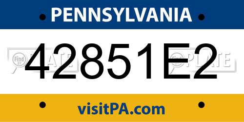 42851E2 Pennsylvania License Plate