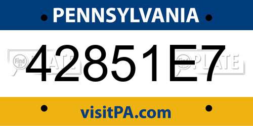 42851E7 Pennsylvania License Plate