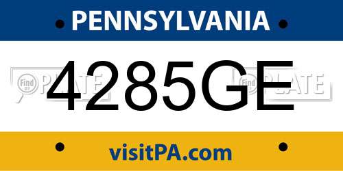 4285GE Pennsylvania License Plate
