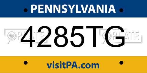 4285TG Pennsylvania License Plate