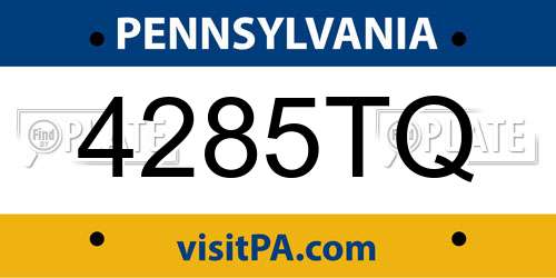 4285TQ Pennsylvania License Plate