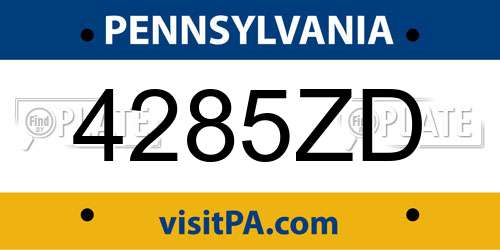 4285ZD Pennsylvania License Plate