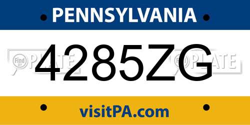 4285ZG Pennsylvania License Plate