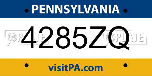 4285ZQ Pennsylvania License Plate