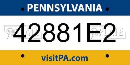 42881E2 Pennsylvania License Plate