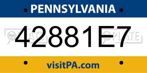 42881E7 Pennsylvania License Plate