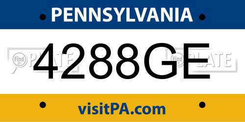 4288GE Pennsylvania License Plate