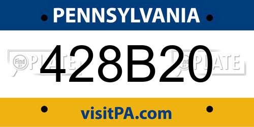 428B20 Pennsylvania License Plate