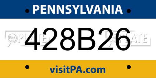 428B26 Pennsylvania License Plate