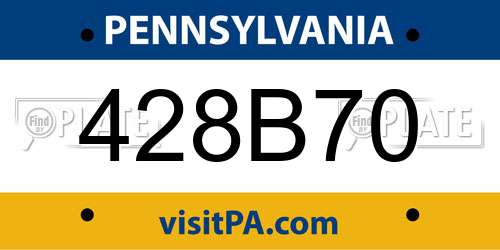 428B70 Pennsylvania License Plate
