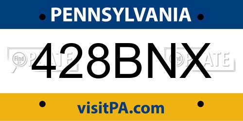 428BNX Pennsylvania License Plate