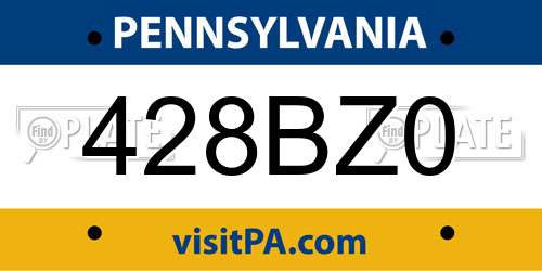 428BZ0 Pennsylvania License Plate