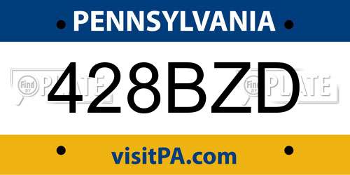 428BZD Pennsylvania License Plate