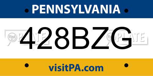 428BZG Pennsylvania License Plate