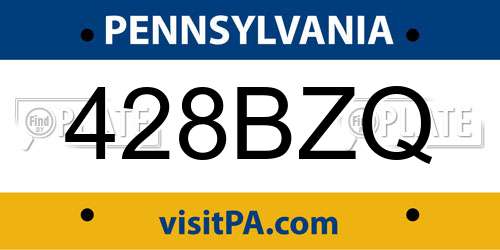 428BZQ Pennsylvania License Plate