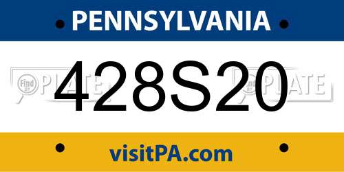 428S20 Pennsylvania License Plate