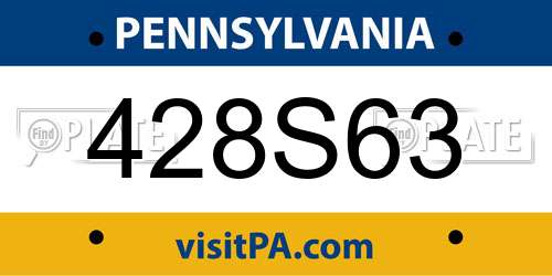 428S63 Pennsylvania License Plate
