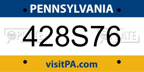 428S76 Pennsylvania License Plate